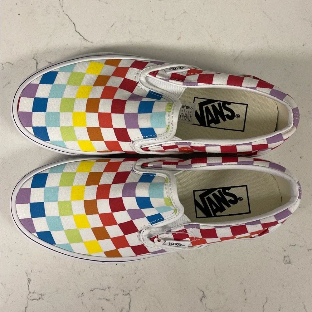 Vans Slip-On Rainbow Checkerboard Colorful Sneakers Unisex Women’s 6.5 Men’s 4 - Picture 12 of 17